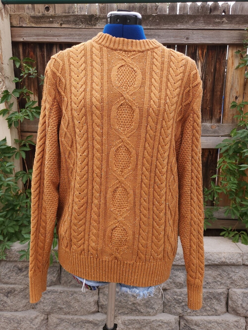 L.L. Bean Heritage Fisherman Sweater Mustard Donegal Fleck Size Medium